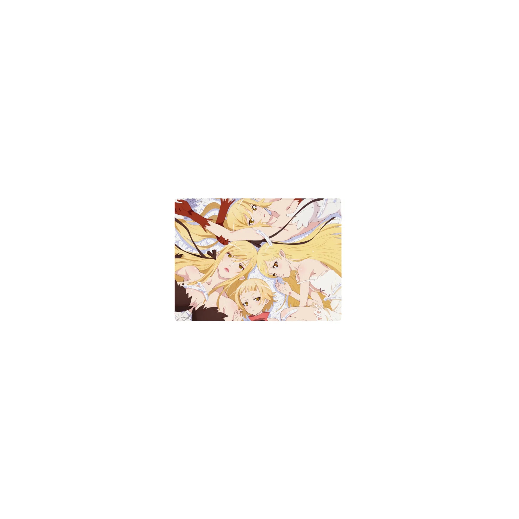 Classic anime girl mouse pad 14x10 inches with dreamy duo, ribbon and lace accents, smooth glide.