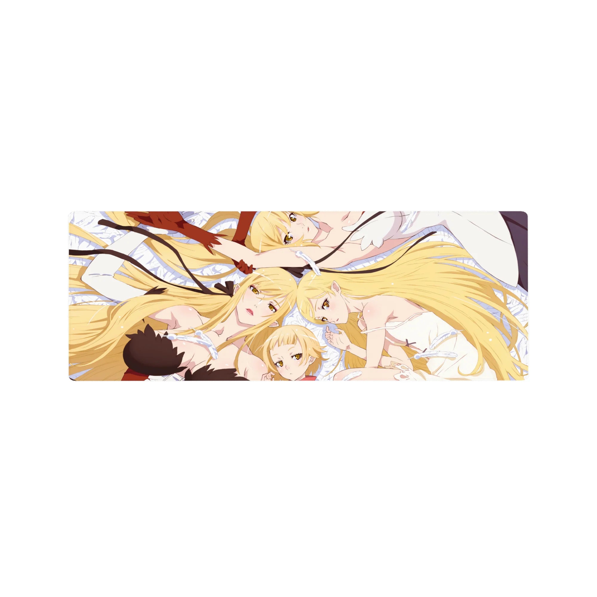 32x12 inches anime girl desk mouse pad with dreamy ribbon-and-lace art, smooth glide for gaming.