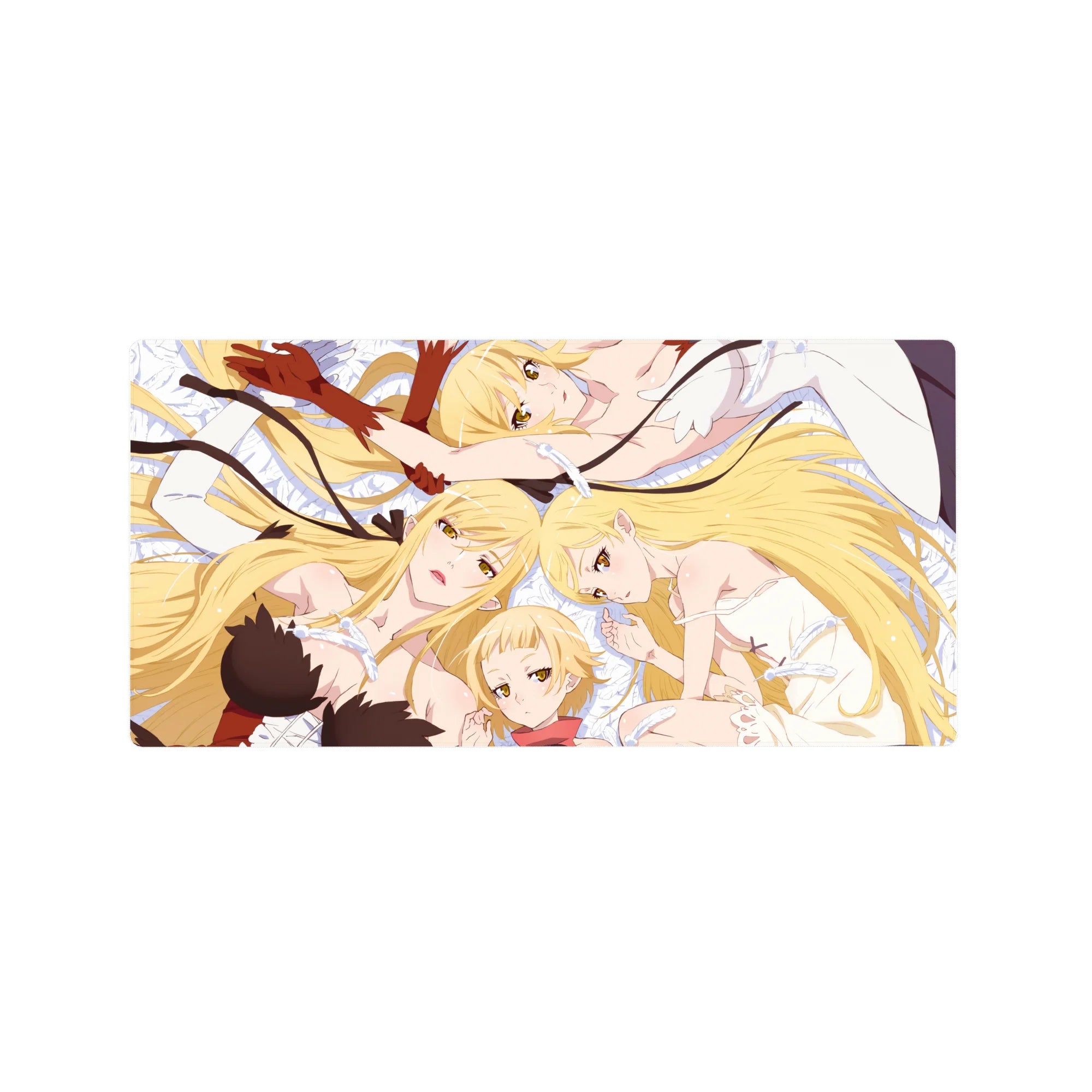 32x16 inches anime girl mouse pad with dreamy Elizabeth Liones and Elaine ribbon-lace artwork.