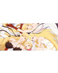 36x16 inches anime girl desk pad with dreamy duo, ribbon and lace accents, smooth mouse glide.