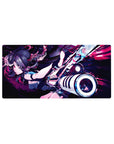 32x16 inches anime girl mouse pad with twin-tail fighter and oversized cannon on neon speed-paint backdrop.