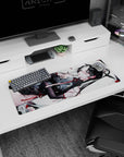 32x12 inches mouse pad showing a teasing black-haired anime girl lounging sideways in qipao and long gloves.