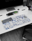 32x16 inches Kanna Kamui mouse pad from Miss Kobayashi's Dragon Maid, covered in chibi Kanna doodles.