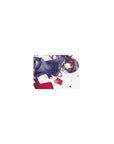 Classic anime schoolgirl mouse pad 14x10 inches with navy uniform, red tie, and confetti on white.