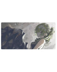 32x16 inches anime girl mouse pad with smoky sketchbook art, side-glance girl and bold brush strokes.