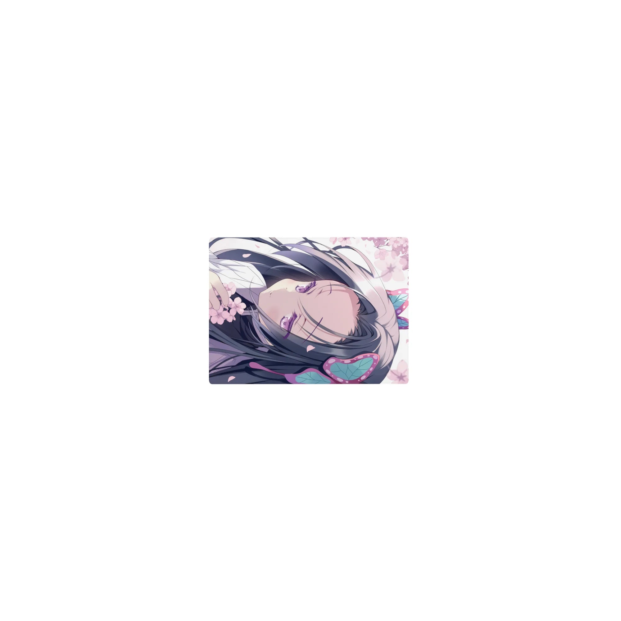 Classic anime girl mouse pad 14x10 inches, lavender robe, cherry blossoms, butterfly hair pins.