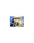 Classic anime girl mouse pad 14x10 inches with blonde knight, gold armor, glowing sword on starry backdrop.