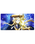 32x16 inches anime girl mouse pad with blonde knight in gold armor, navy cloak, and glowing sword.