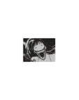 Classic anime girl mouse pad 14x10 inches with ink-black shadow tendrils and a sharp-toothed grin.