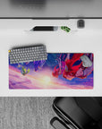 28x12 inches anime girl mouse pad in cotton-candy pinks and deep blues with star-specked sky vibes.