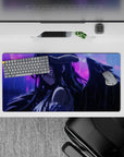 Albedo from Overlord on 32x16 inch anime mouse pad, her wings droop in the rain, violet eyes full of unspoken pain.