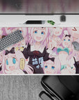 40x20 inches pastel pink desk pad with soft blush background and candy colors for a cute chaos vibe.