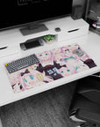 32x16 inches Chika Fujiwara mouse pad from Kaguya-sama, winking and laughing across the desk.