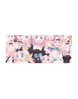 28x12 inches anime girl mouse pad with Chika-style chibi faces, winks, laughs, and cute doodles.