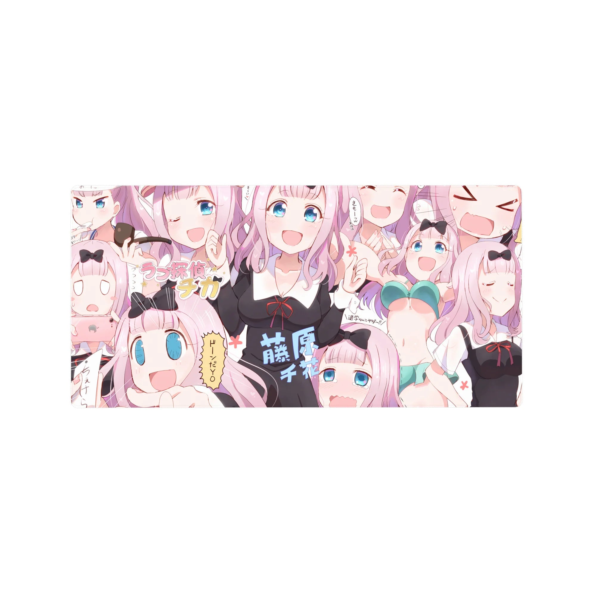 32x16 inches anime girl mouse pad with Chika-style chibi reactions, doodles, and smooth glide.