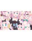 40x20 inches anime girl desk pad with chibi faces, doodle notes, and playful reaction art.