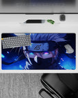 Anime mouse pad 32x16 inches featuring Kakashi Hatake from Naruto with Sharingan against a midnight blue background.