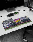 32x12 inches anime mouse pad showing a blue-haired leader on a throne with guardians and crew.