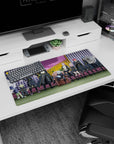 32x16 inches anime mouse pad showing blue-haired leader on a throne with dragon guardian and crew.