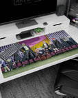 40x20 inches anime desk pad showing blue-haired leader on a throne with dragon guardian and crew.