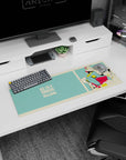 Mobile Suit Gundam RX-78-2 standing tall on desk mat art anime mouse pad, 32x12 inches.