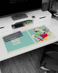 Mobile Suit Gundam RX-78-2 standing tall desk mat, Amuro Ray fan art style, 32x16 inches.