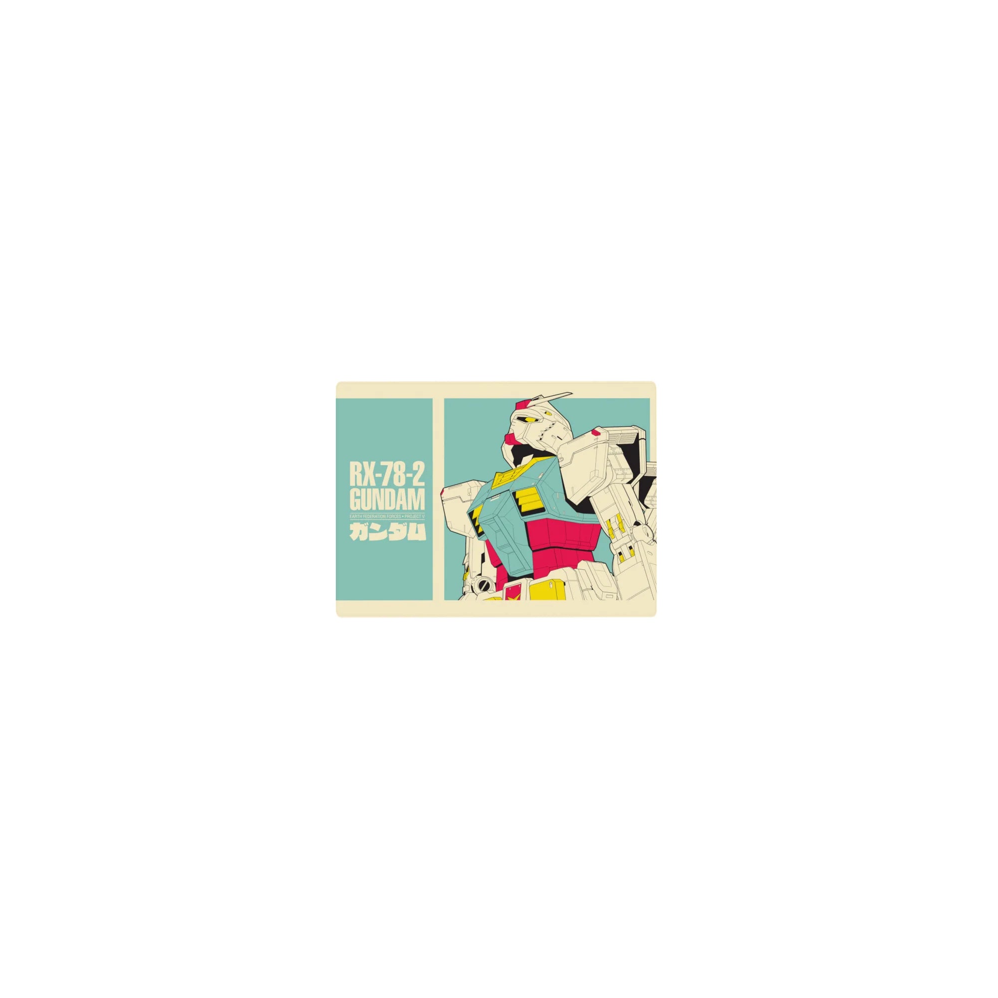 14x10 inches classic anime mouse pad with RX-78-2 Gundam poster-style layout, bold text, clean lines.
