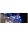 32x12 inches anime girl mouse pad with icy magic artwork, flowing hair and neon ribbon paint splashes.