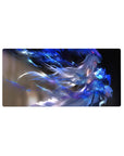 32x16 inches anime girl mouse pad with icy magic artwork, flowing hair and neon paint-splash ribbons.