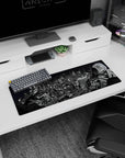 Anime mouse pad 32x12 inches featuring Persona 5 cityscape in gritty grayscale, capturing Tokyo's rebellious essence.