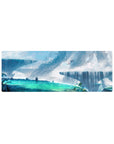32x12 inches anime mouse pad with sky-water cliffs, turquoise pools, silk waterfalls, and sweeping tree roots.