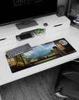 32x12 inches anime girl mouse pad featuring a quiet room scene with clouds outside and a late-afternoon glow.