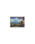 Classic anime girl mouse pad 14x10 inches with tatami room, books, snacks, and big clouded sky view.