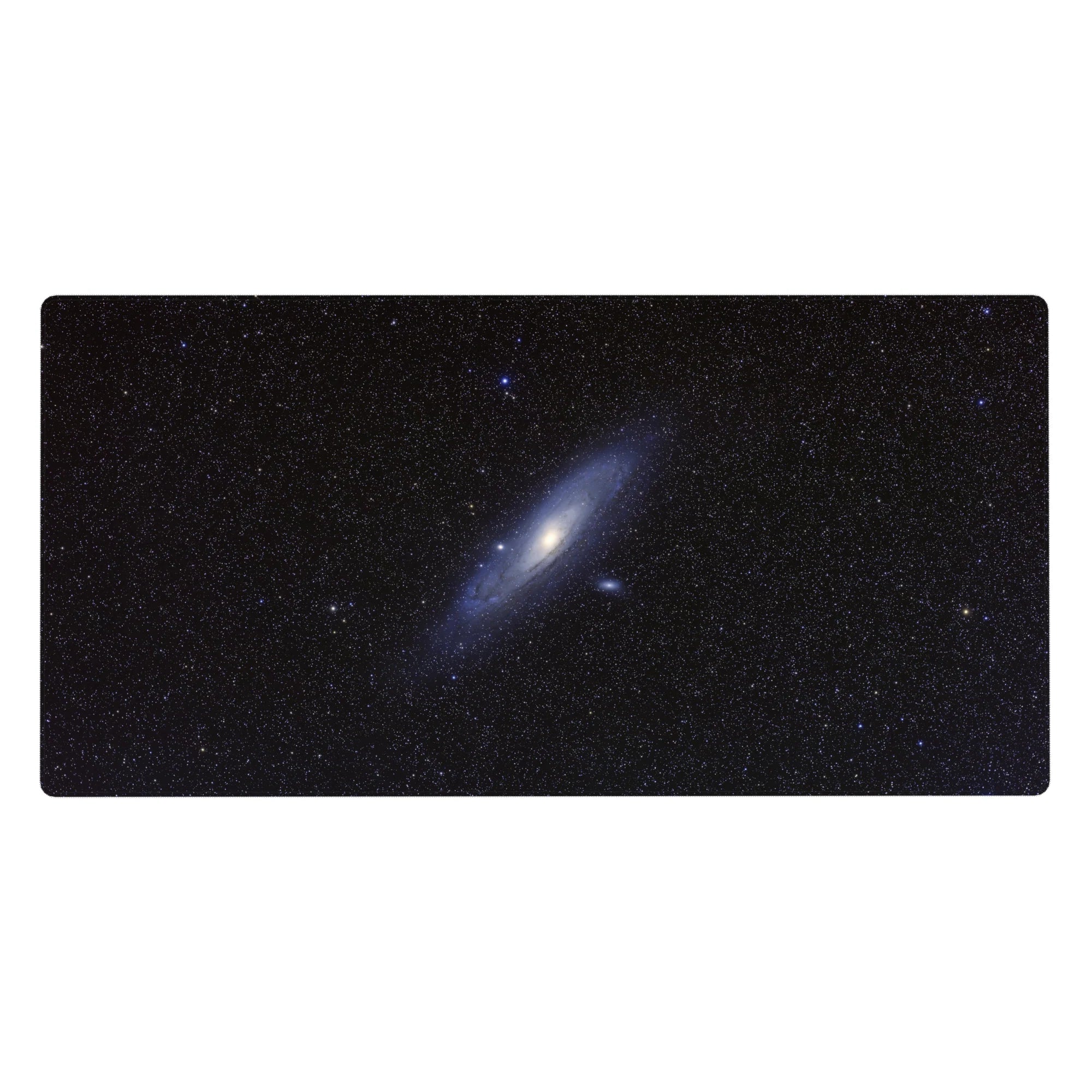 Galaxy themed desk pad 40x20 inches with deep blue and black tones, featuring subtle starry sky design.