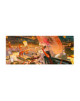 28x12 inches anime girl mouse pad with lantern-lit riverside, umbrella, ribbons, and floating blooms.