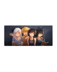 28x12 inches anime girl mouse pad with four cozy anime girls on a smoky dark-gray background.
