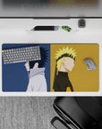 Deep navy and warm gold 32x16 inches anime mouse pad, calm tense vibe with smooth glide control.