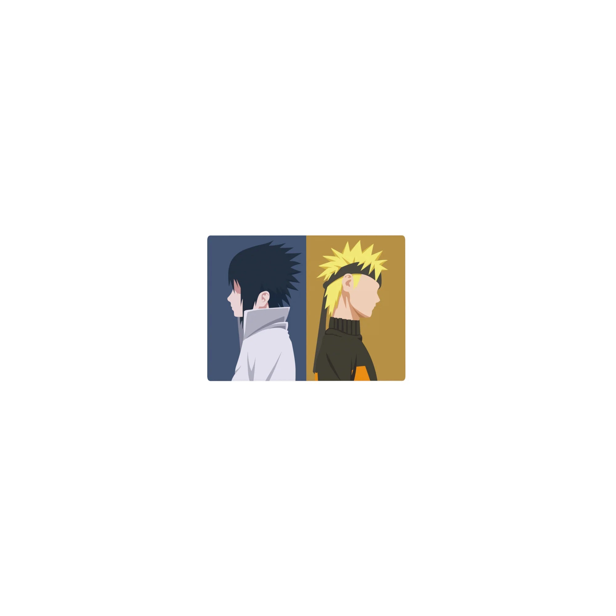 Minimal Naruto Shippuden anime mouse pad 14x10 inches with split-panel silhouettes of two rivals.