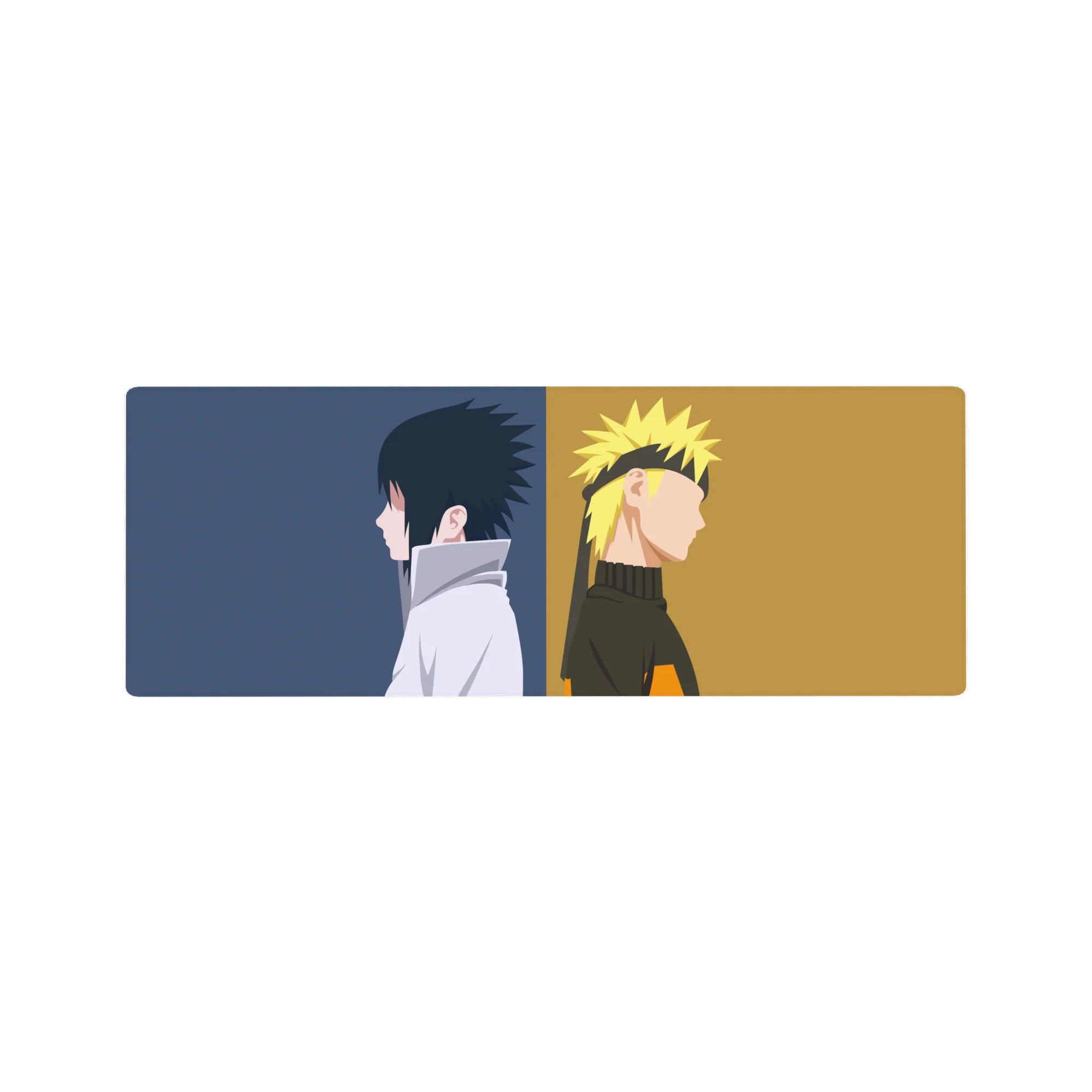 Minimal Naruto Shippuden anime mouse pad 32x12 inches with back-to-back Naruto and Sasuke silhouettes.