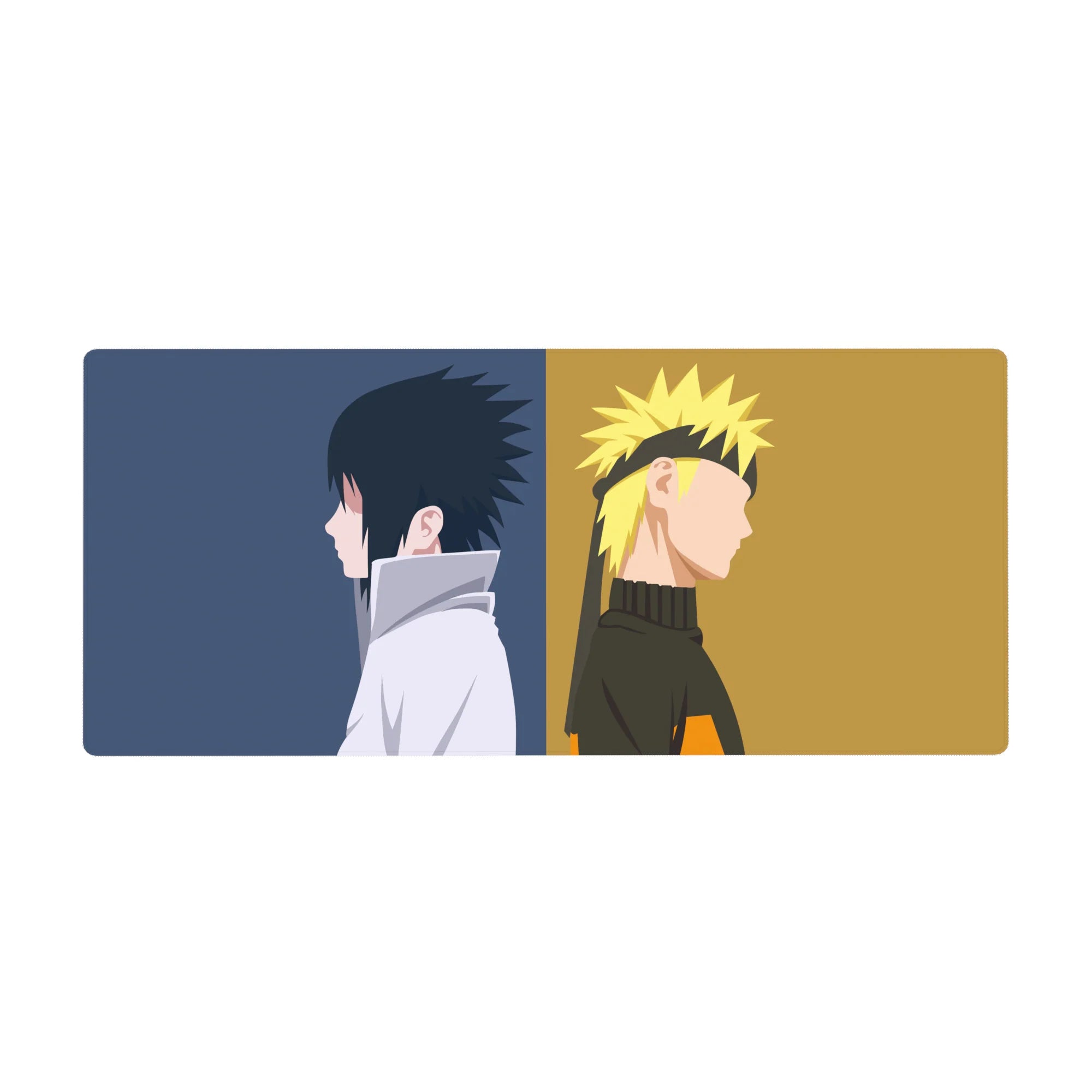 Minimal Naruto Shippuden anime desk pad 36x16 inches with clean split-panel silhouettes.
