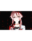 40x20 inches anime girl desk pad with pink-haired character, midnight backdrop, and crimson splatter accents.