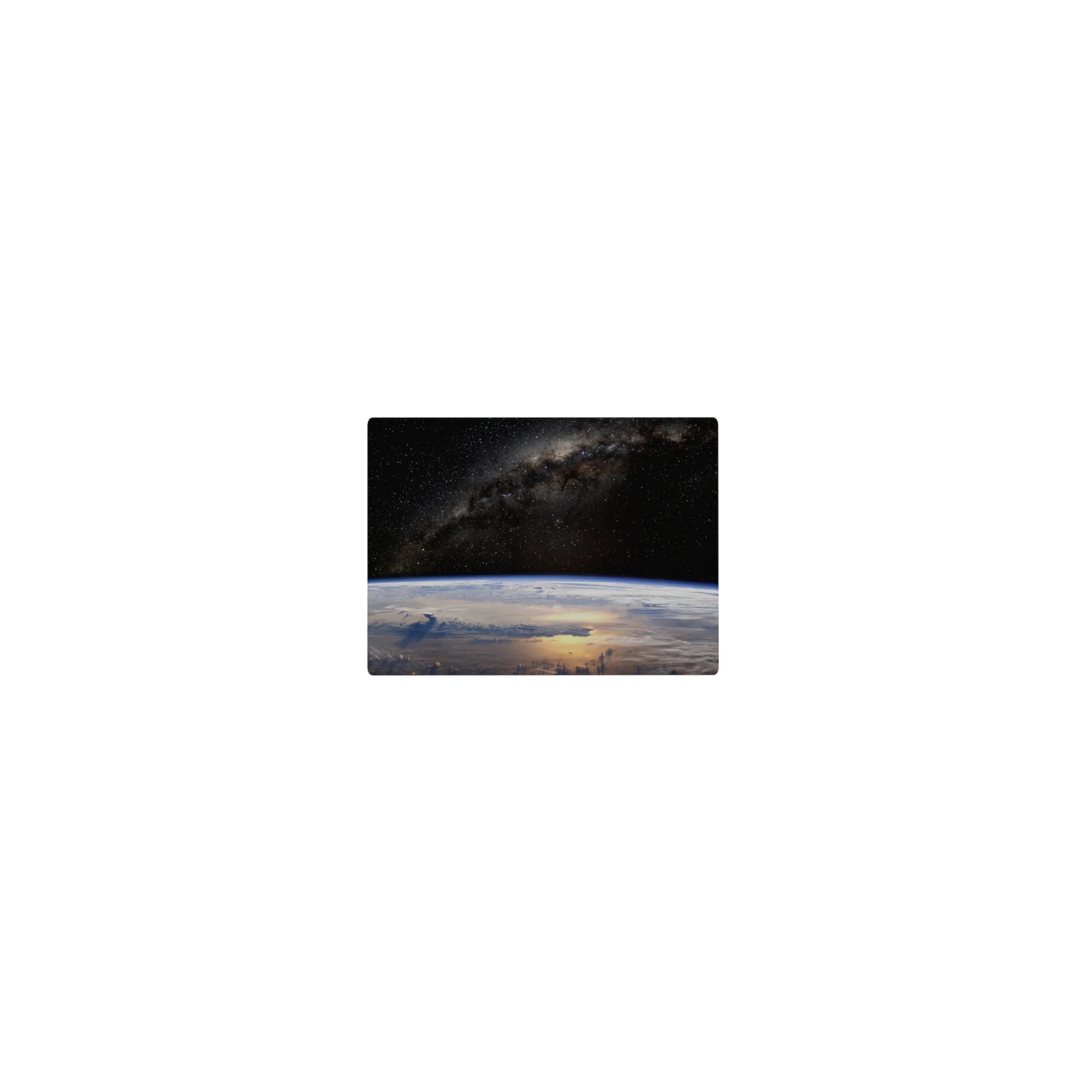 Space galaxy and Earth curve design classic mouse pad, 14x10 inches.