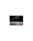 Space galaxy and Earth curve design classic mouse pad, 14x10 inches.