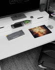 Glowing nebula scene 14x10 inches mouse pad with golden clouds drifting across deep night space.