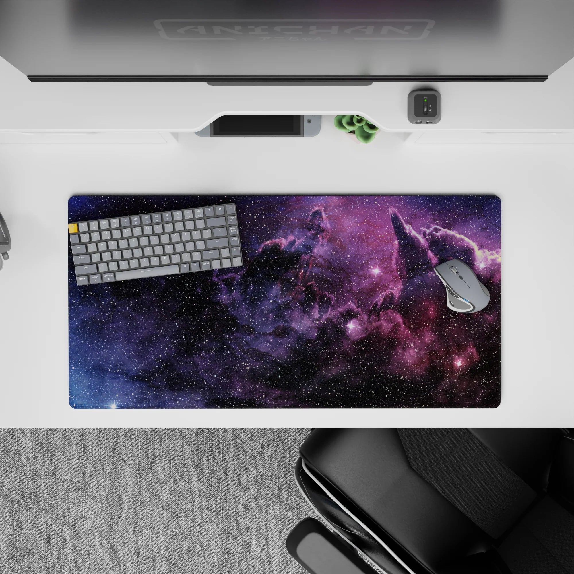 Midnight-to-violet purple mouse pad 32x16 inches with dreamy cotton-candy hues and calm mood.