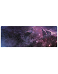 Nebula marbled desk mouse pad 32x12 inches with starry swirls for gaming, art, or office setups.