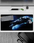 Midnight black and smoky blue mouse pad 32x16 inches with cool, crisp late-night space mood.