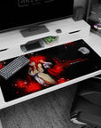 Rias Gremory 40x20 inch anime desk pad from High School DxD, red flames and chess motifs for fans of bold designs.