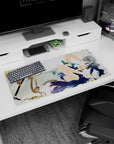 32x16 inches mouse pad featuring blue-haired anime girl in a white dress, lying among daisies under a soft sky.