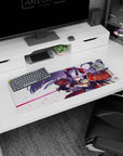32x12 inches Shuten-douji Fate/Grand Order mouse pad, silver hair whipping as sakura petals fall.